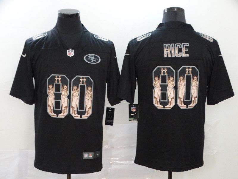 Men San Francisco 49ers #80 Rice Black Goddess fashion Edition Nike NFL Jerseys
